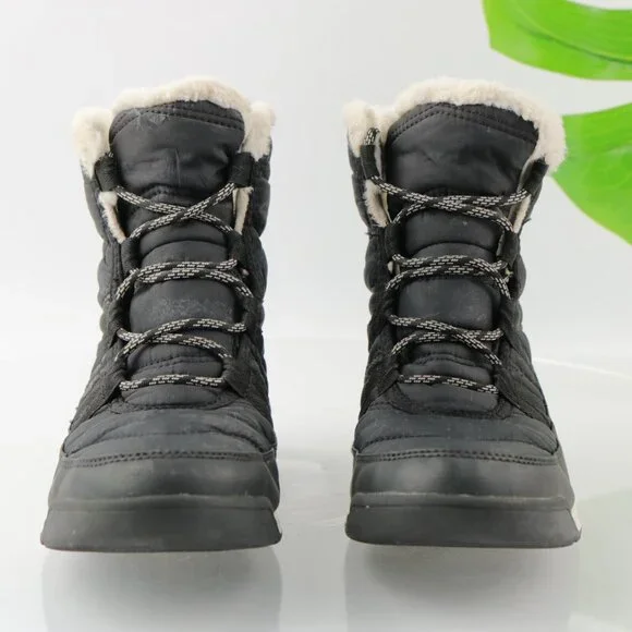 Sorel Women's Whitney II Boot Size 6 Waterproof Short Lace Up Black Nylon Winter - Picture 3 of 12